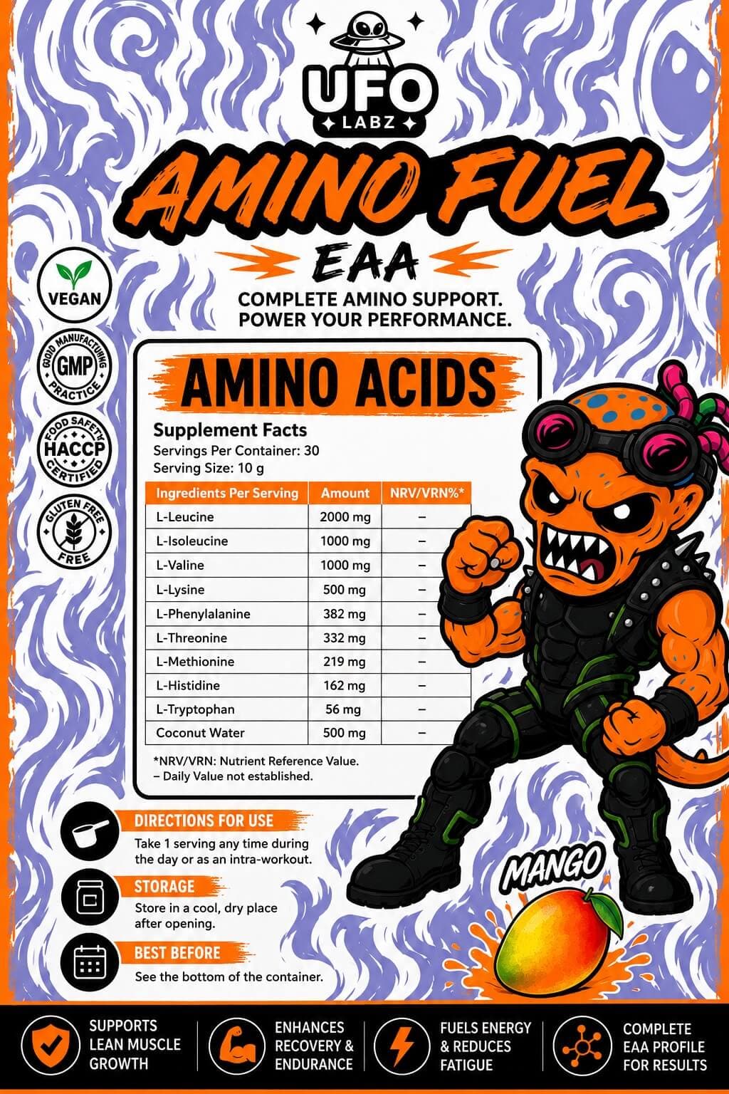 Amino Fuel EAA (Mango) - Nutrition Facts