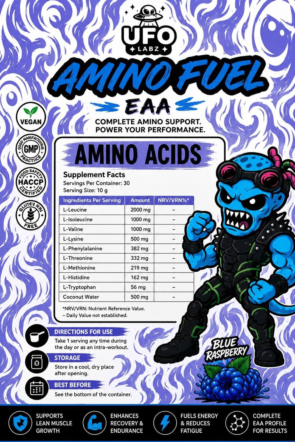 Amino Fuel EAA (Blue Raspberry) - Nutrition Facts